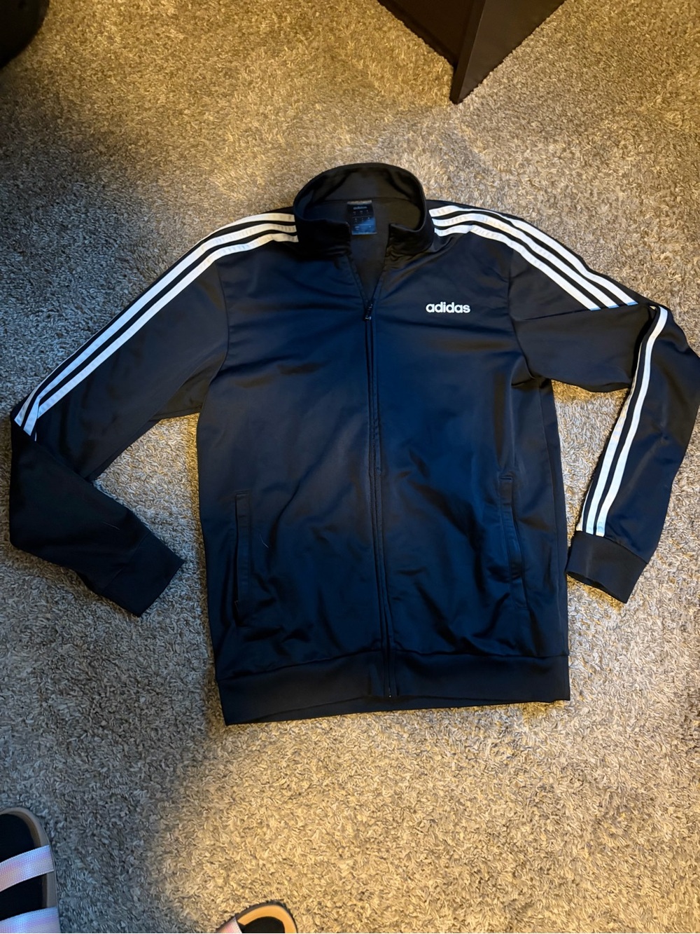 adidas Black Track Jacket with White Three-Stripes